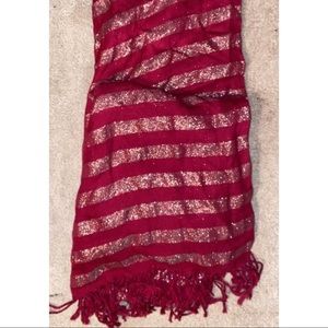 Wine colored/glitter scarf.